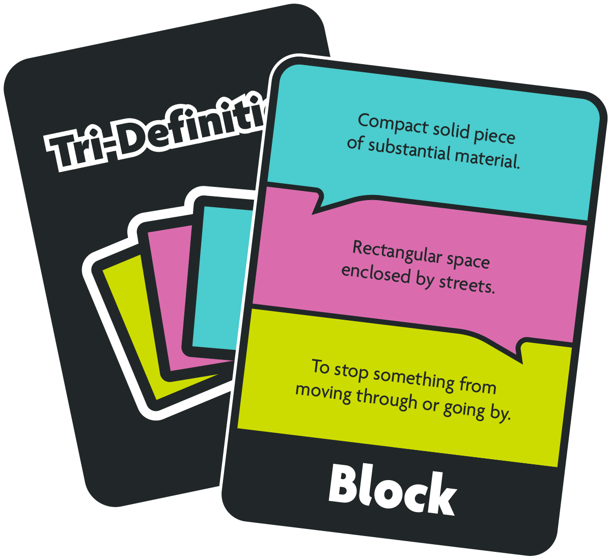 Tri-Definition game cards — front and back